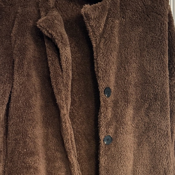 NWOT Brown Teddy Coat Faux Fur Fleece Shacket Jacket - Picture 4 of 7